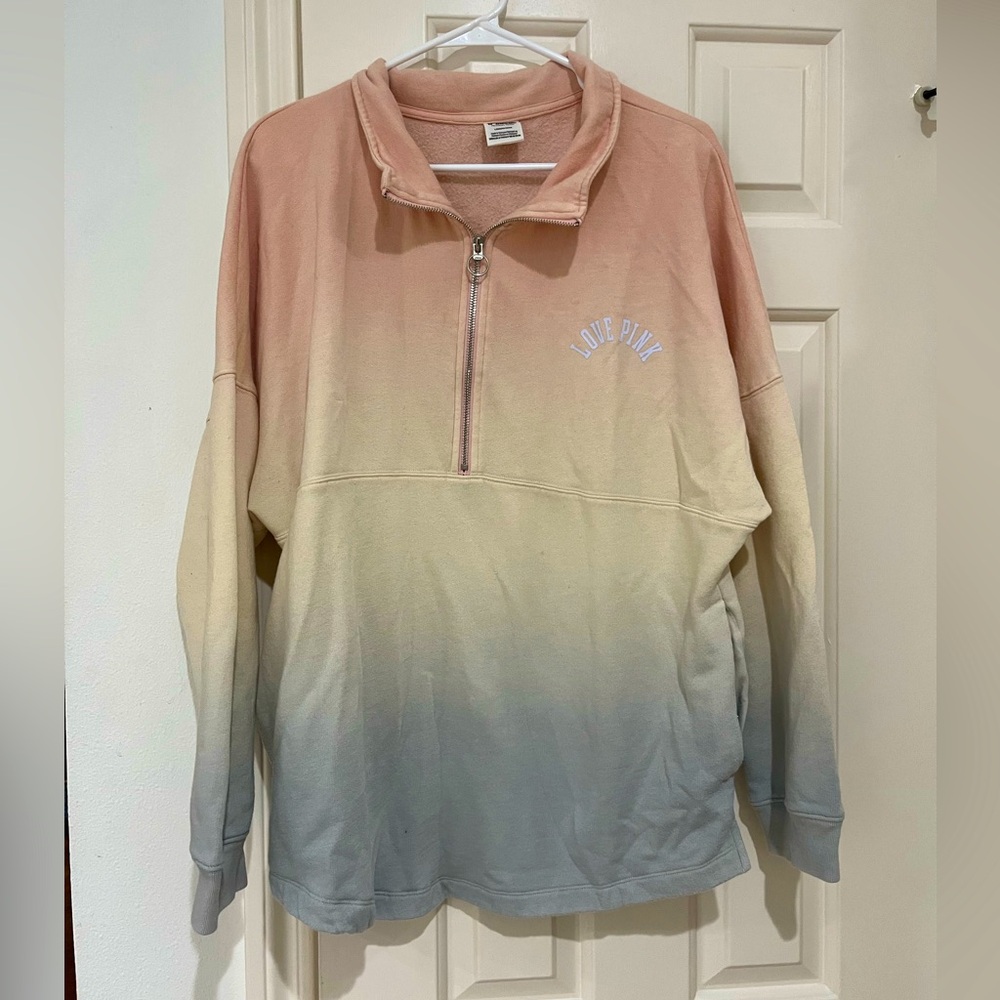 Victoria’s Secret Pink Peach To Blue Tint Ombré Sweatshirt size large